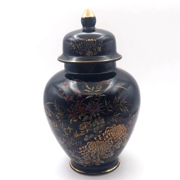 Vintage Hand Painted Imperial Kiku Porcelain Ginger Jar Floral Gold Trim Japan - Picture 1 of 8